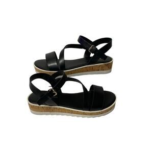 MARC FISHER Black Grandie Treaded Flatform Wedge Sandals Size 7 Spring Summer